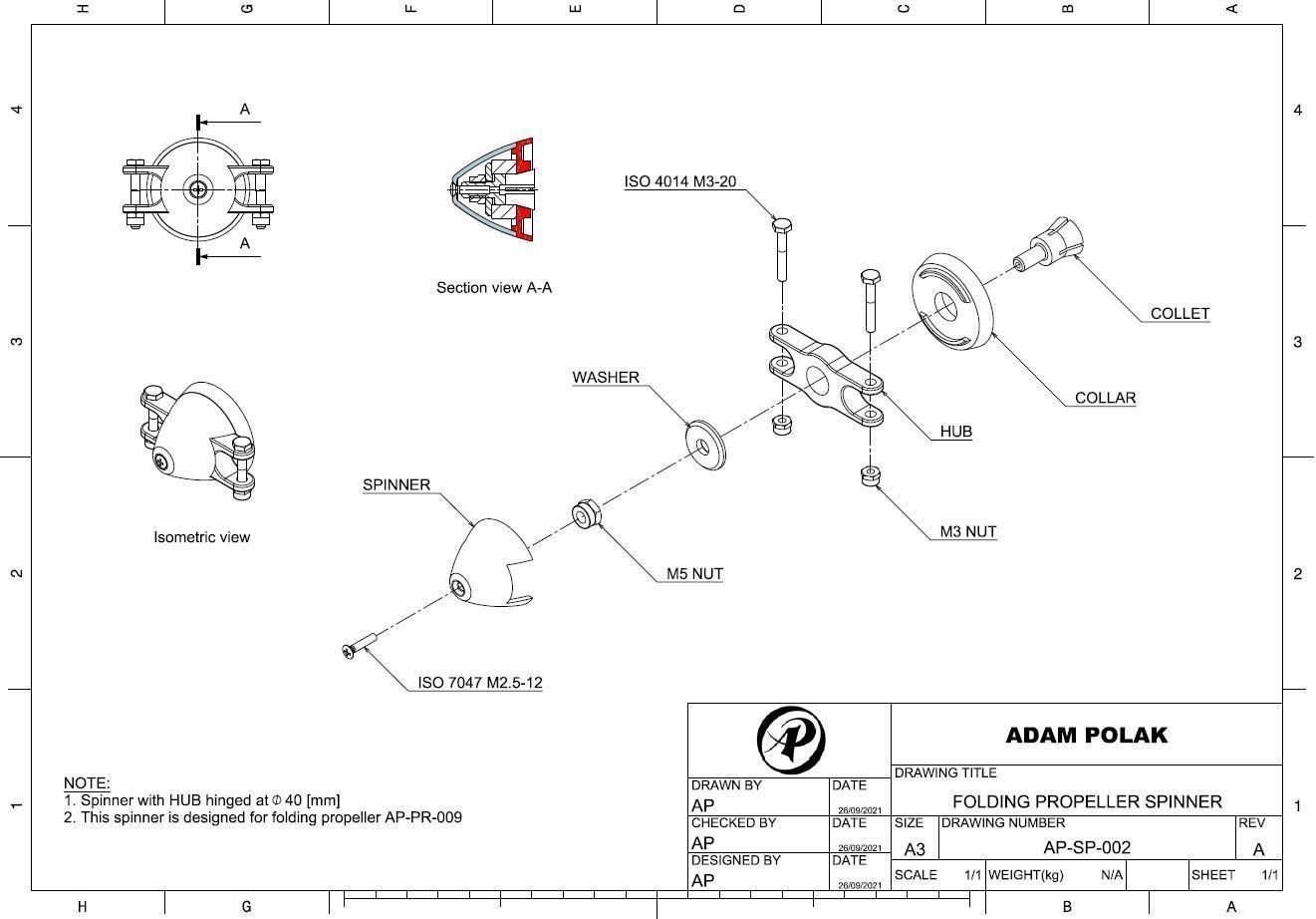 Folding Propeller AP-PR-009 9-7 3D print model_12