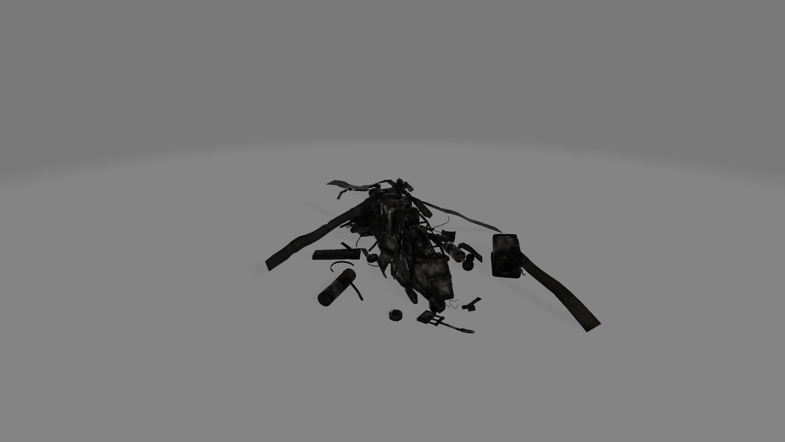 crashed helicopter Low-poly 3D model_1