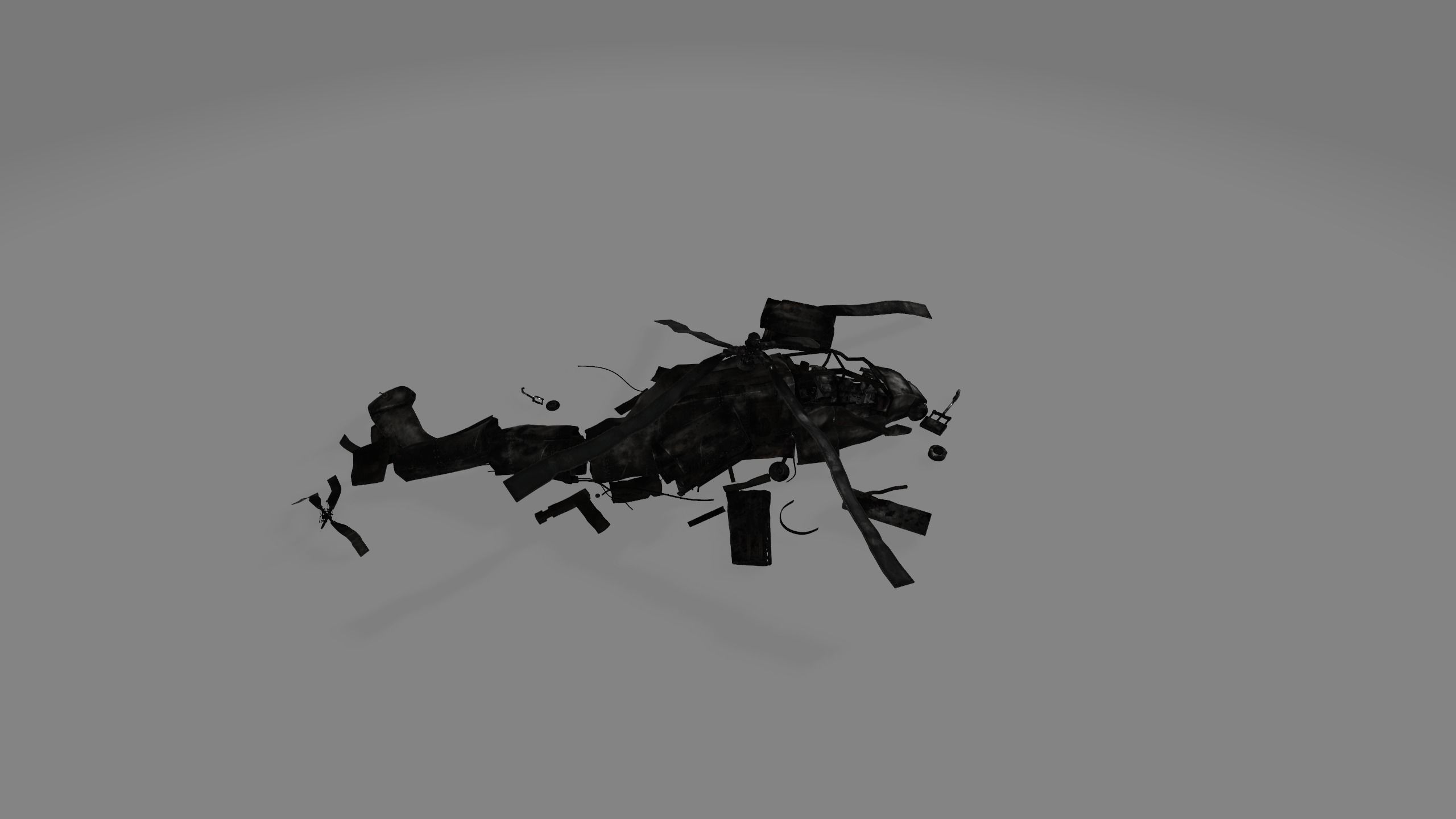 crashed helicopter Low-poly 3D model_3