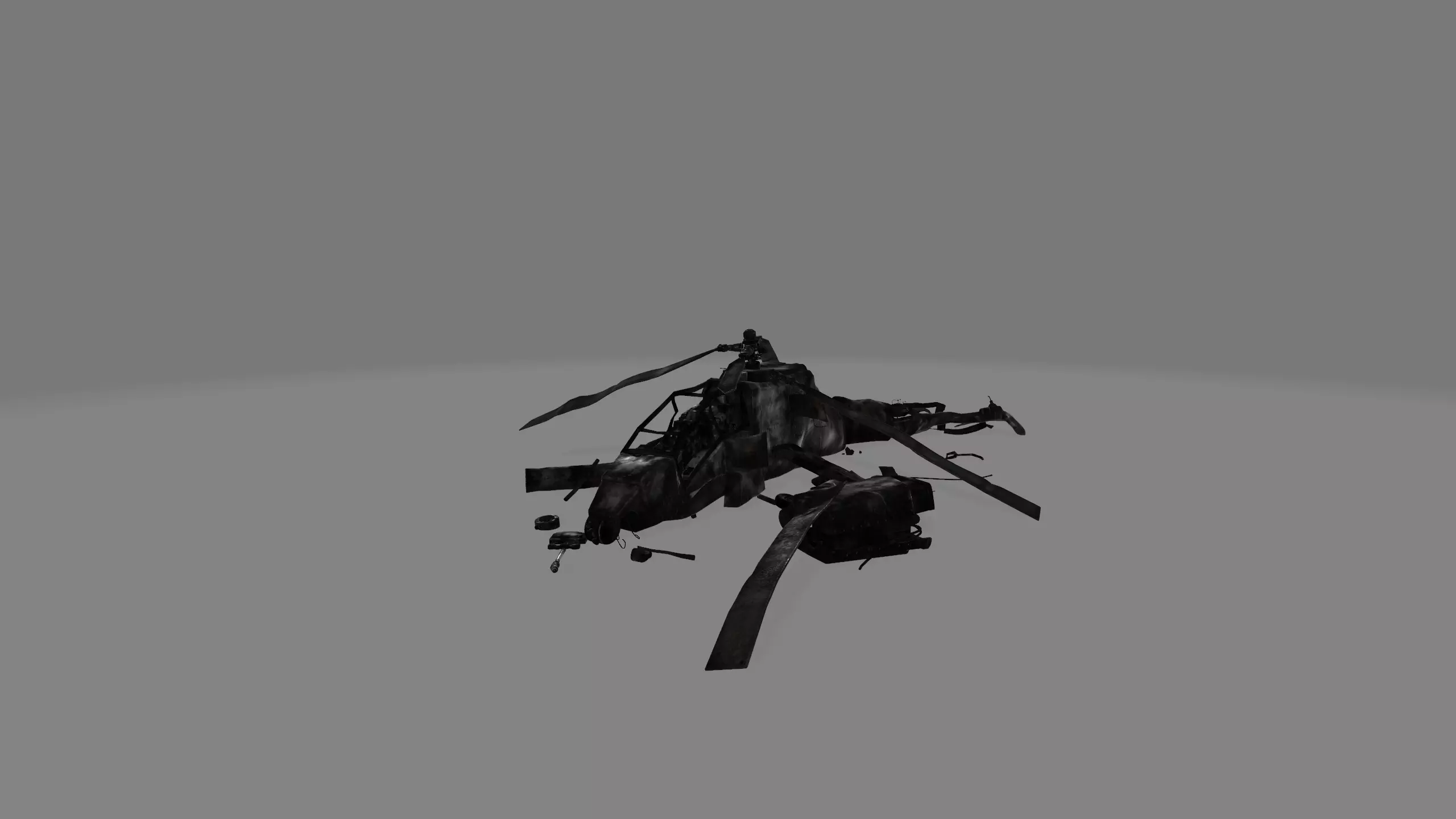 crashed helicopter Low-poly 3D model_0