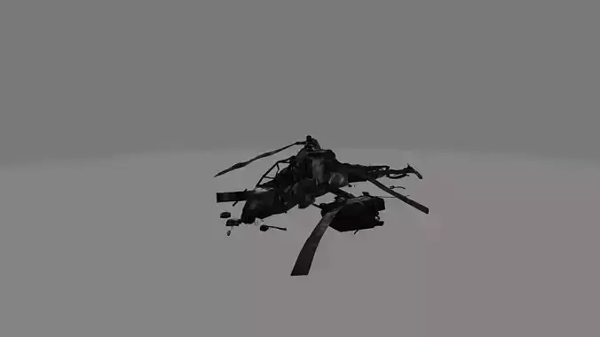 crashed helicopter Low-poly 3D model