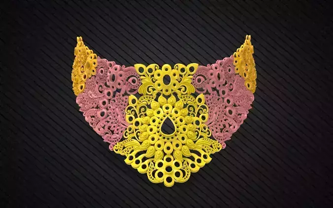 south new model India choker  gold 60 gm rhino matrix  3D print model