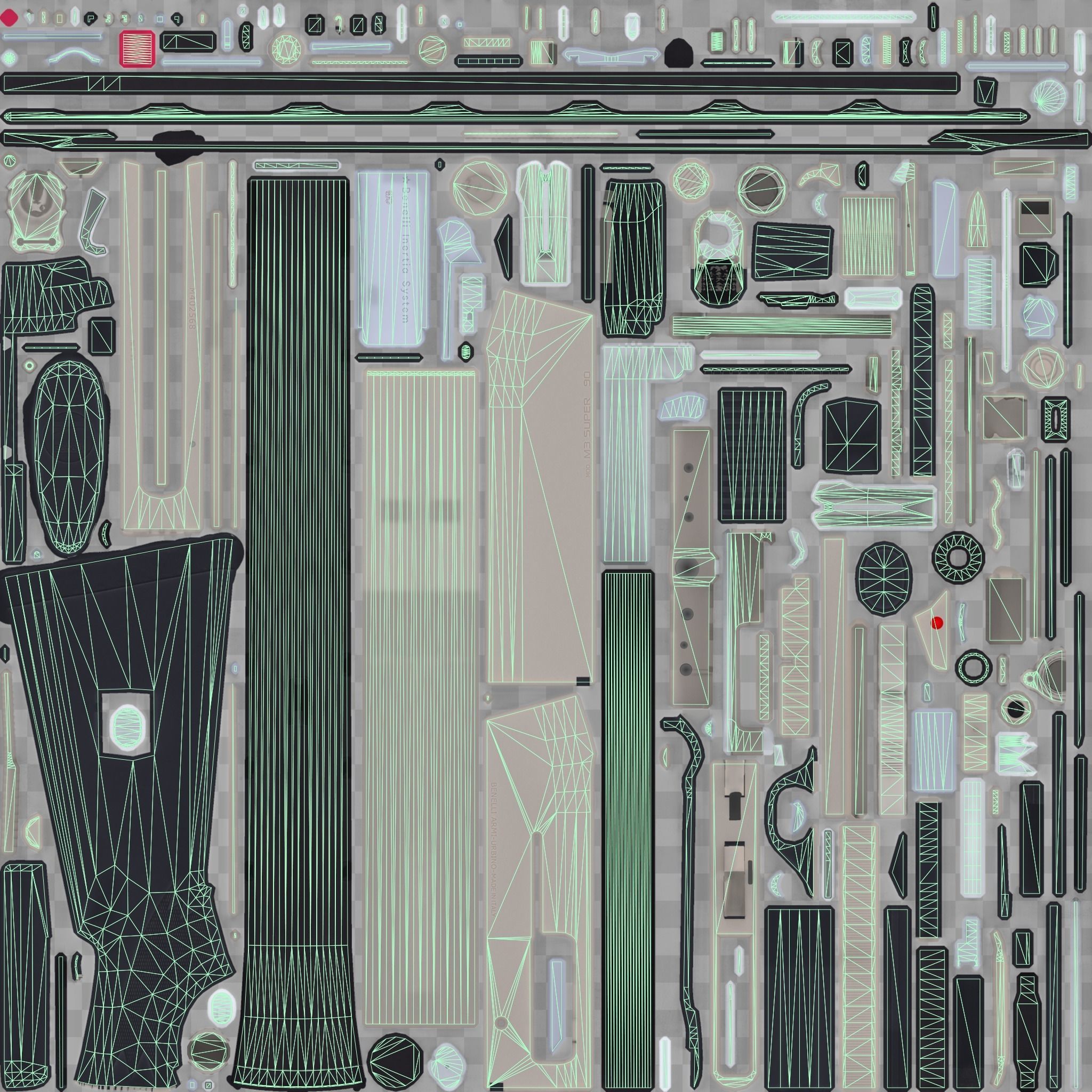 Benelli M3 Super 90 Kromo Low-poly 3D model_15