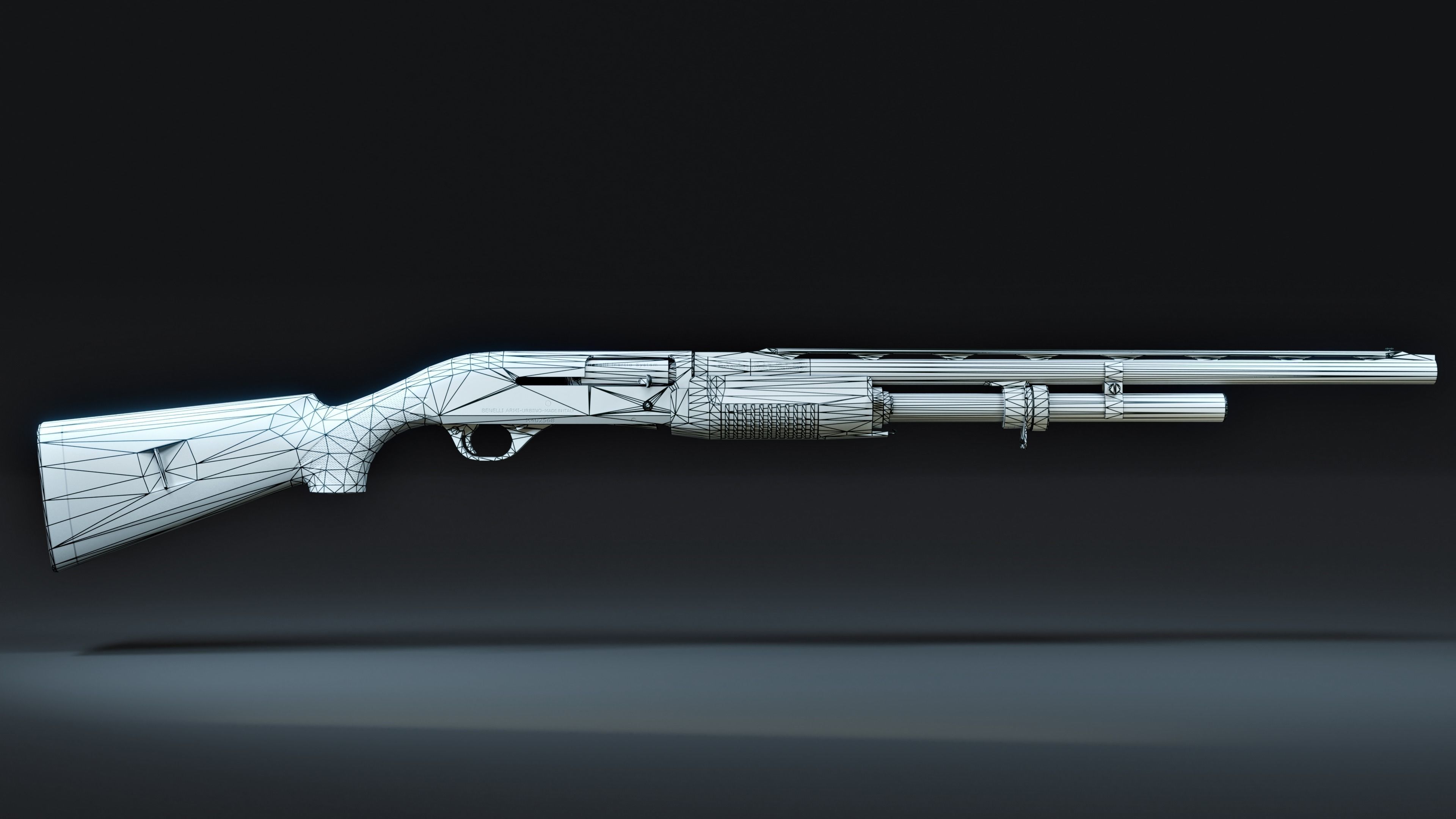 Benelli M3 Super 90 Kromo Low-poly 3D model_7