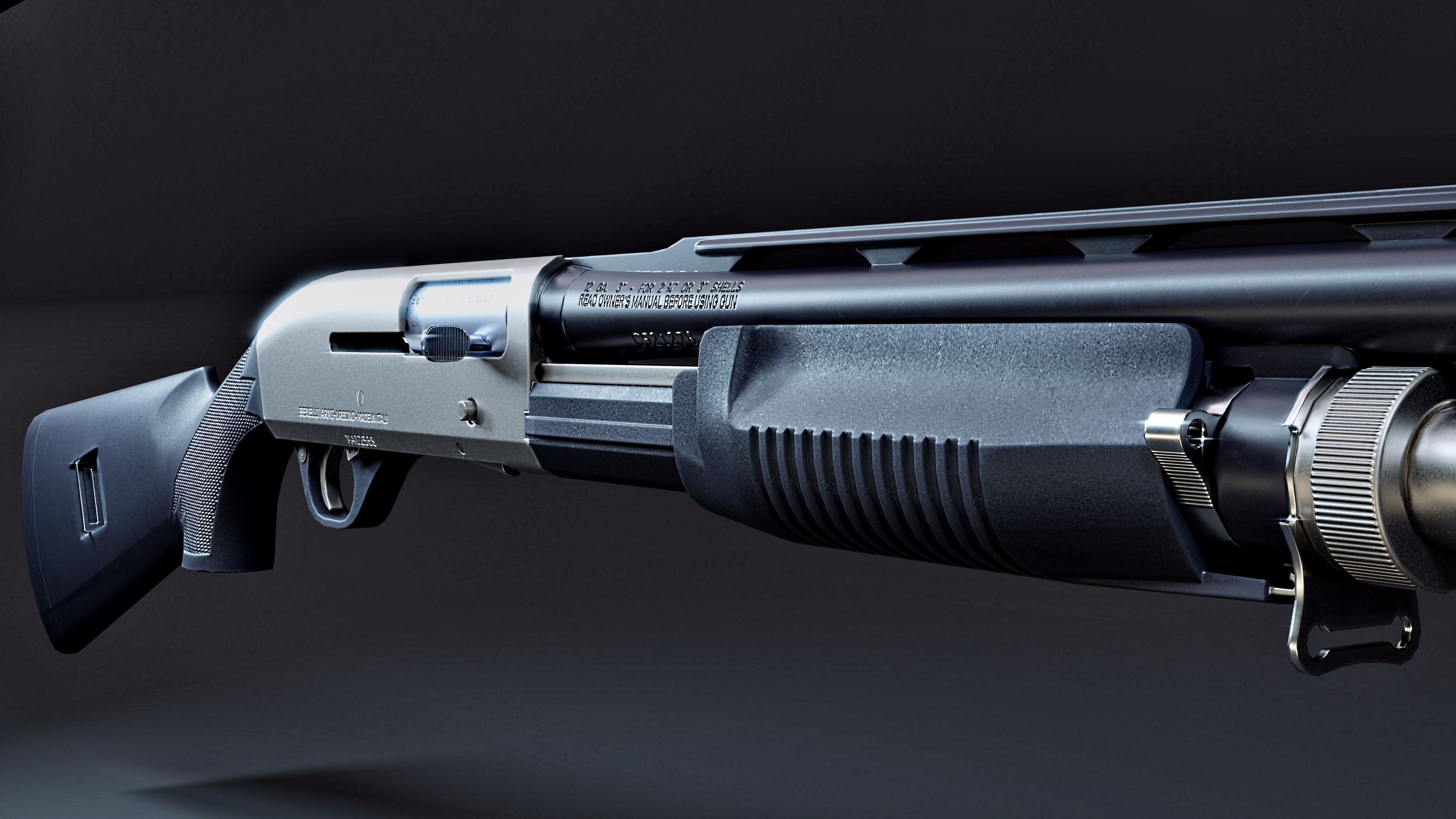 Benelli M3 Super 90 Kromo Low-poly 3D model_4