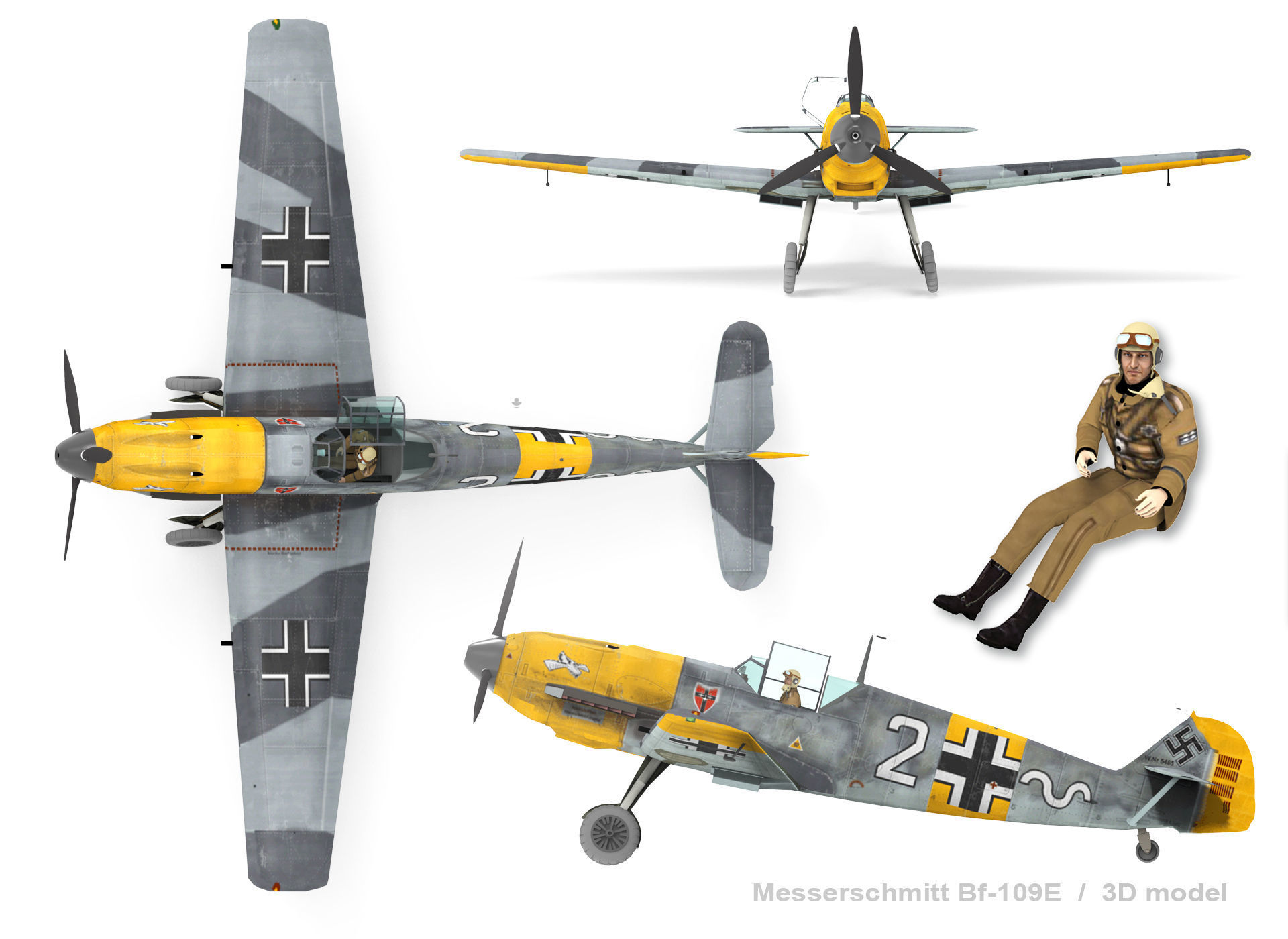 Messerschmitt Bf-109E 3D model_5