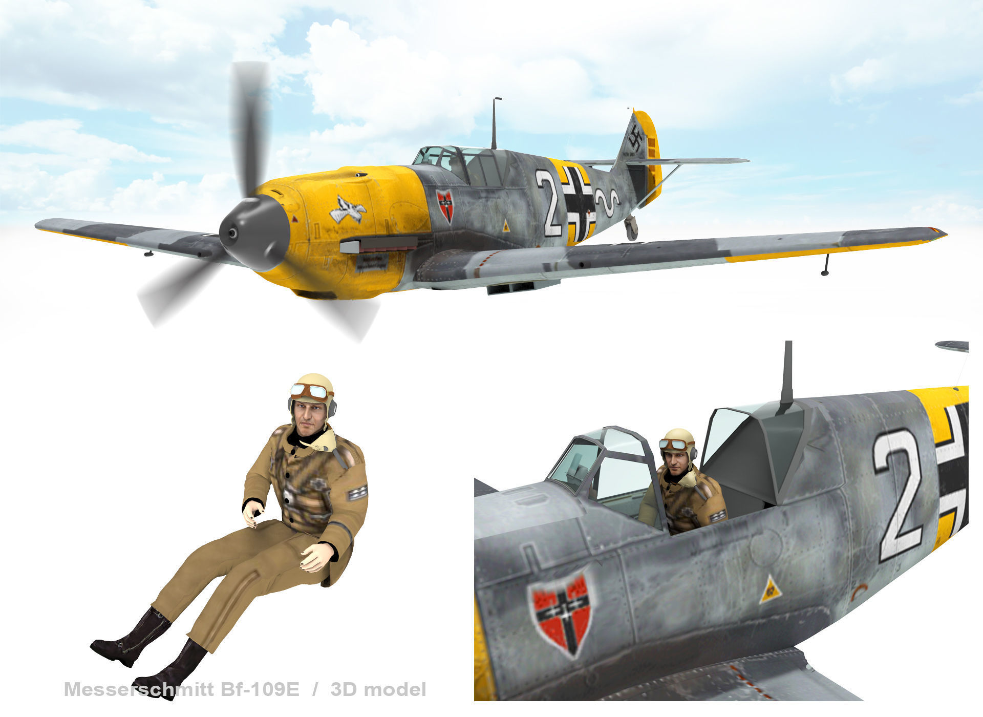 Messerschmitt Bf-109E 3D model_17