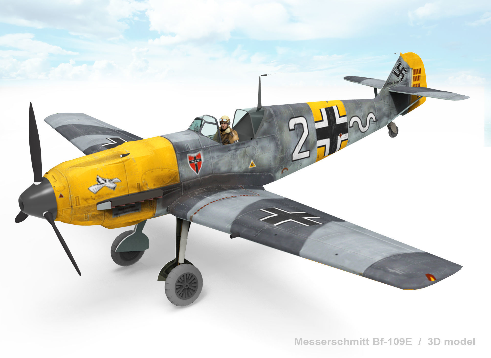 Messerschmitt Bf-109E 3D model_3