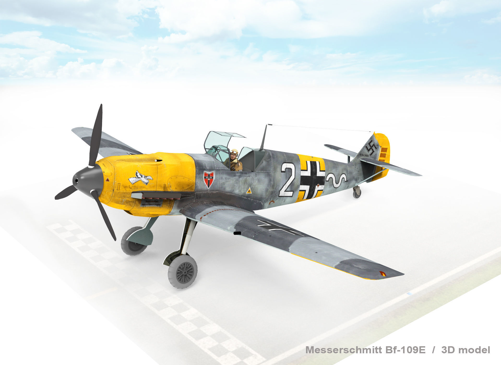 Messerschmitt Bf-109E 3D model_6