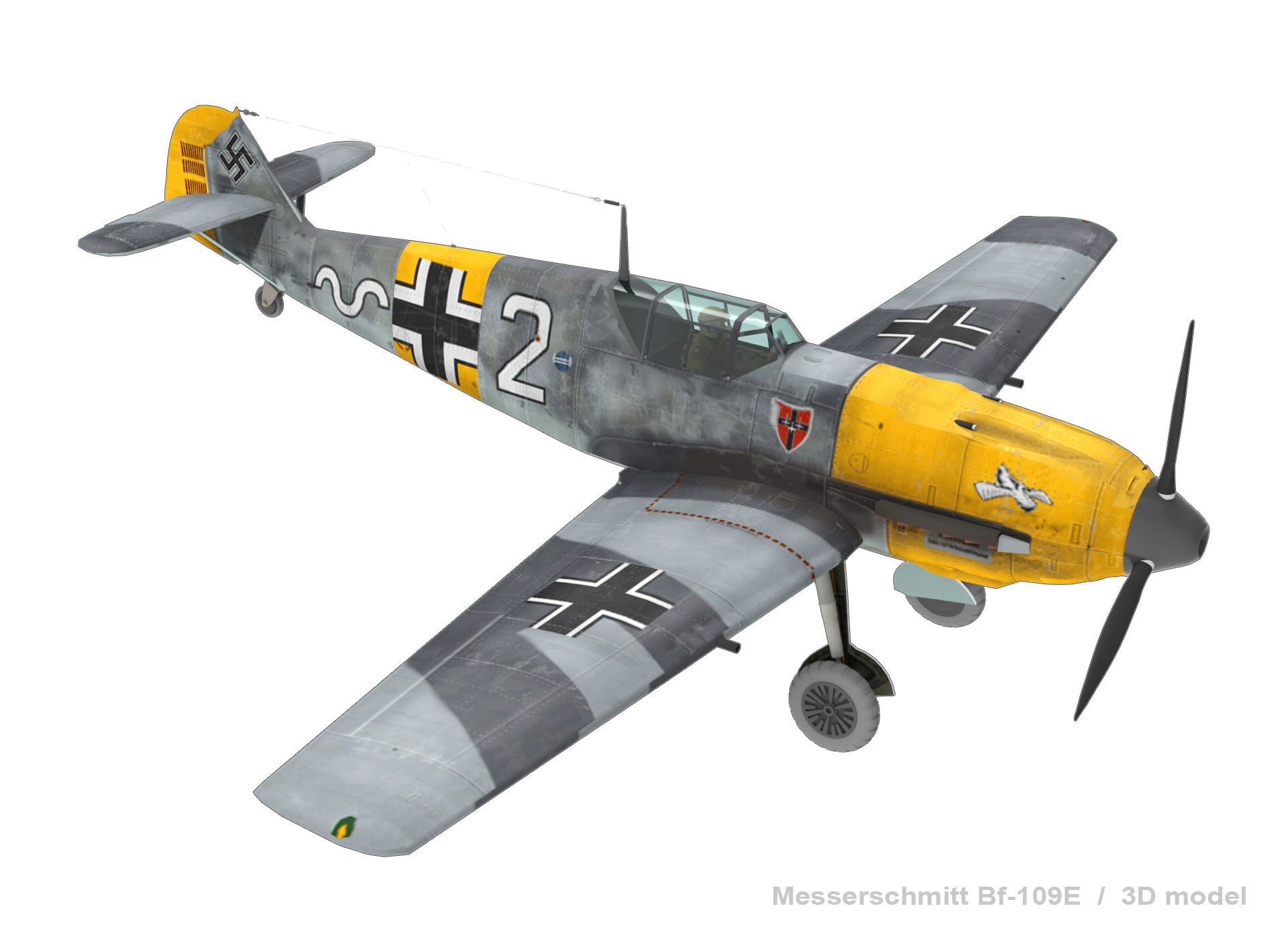 Messerschmitt Bf-109E 3D model_4