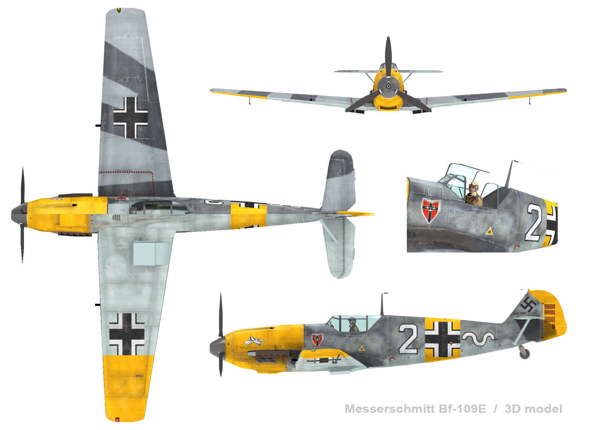 Messerschmitt Bf-109E 3D model_11