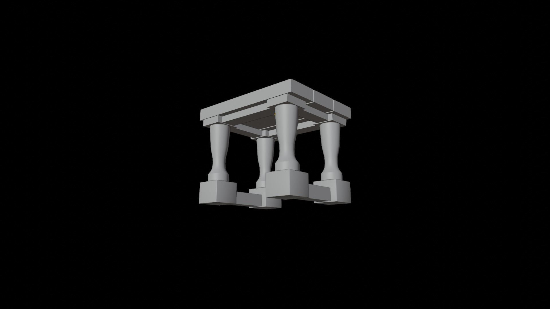  Square Stool Low-poly 3D model_11