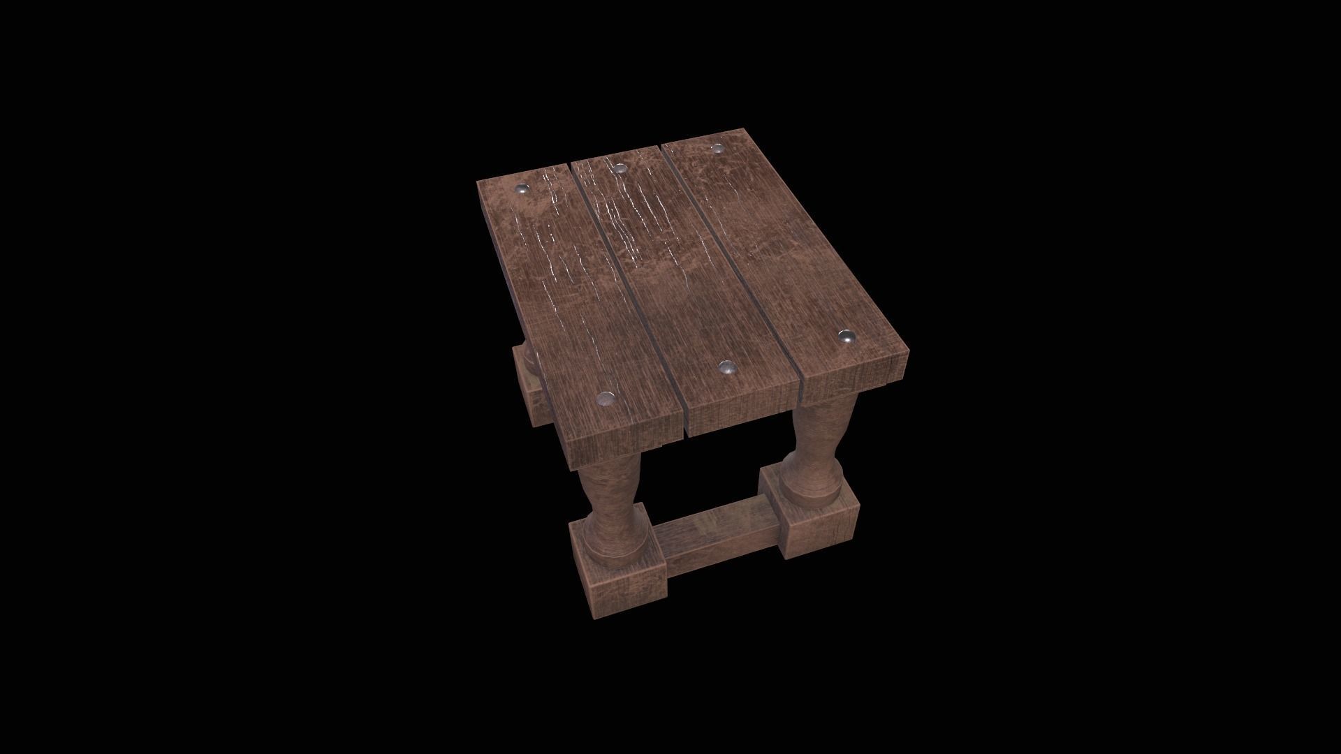  Square Stool Low-poly 3D model_6