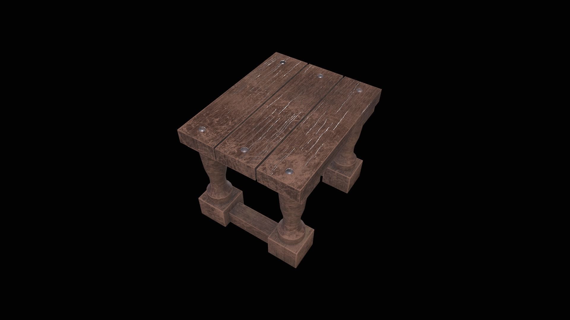 Square Stool Low-poly 3D model_9