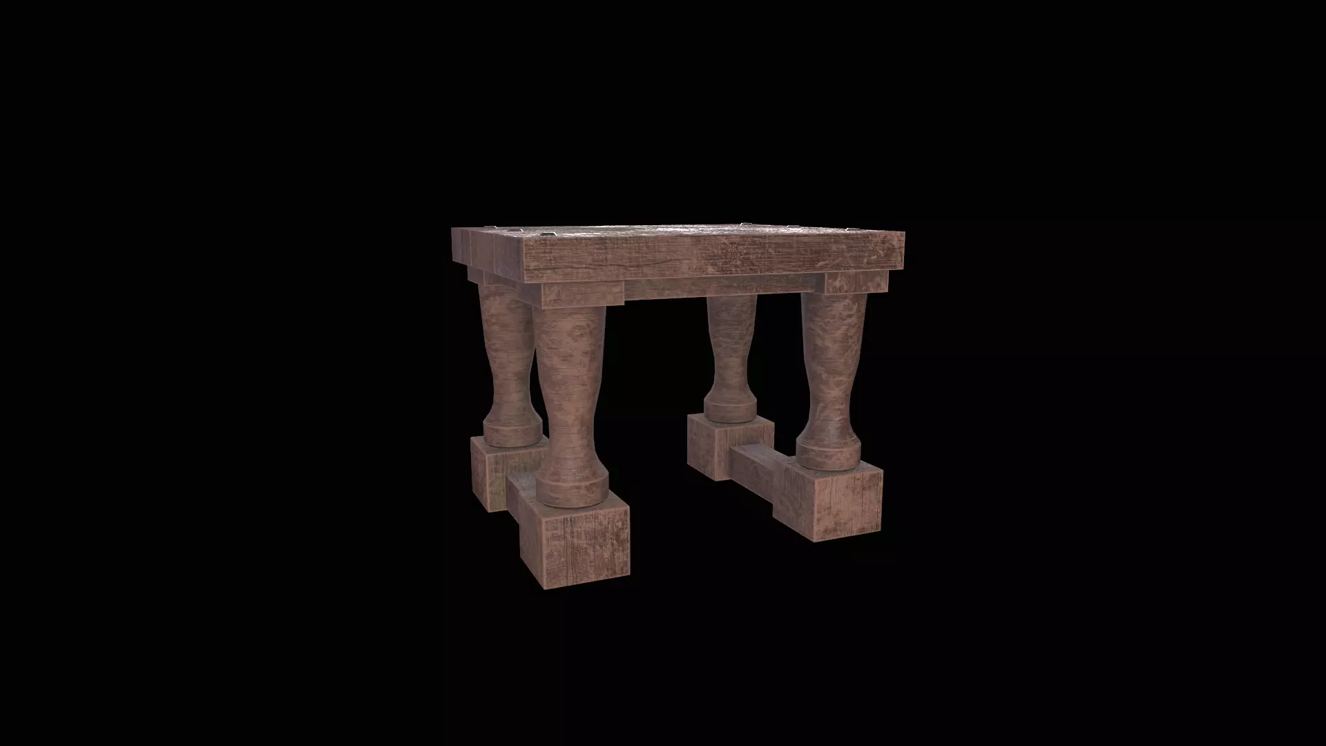  Square Stool Low-poly 3D model_0