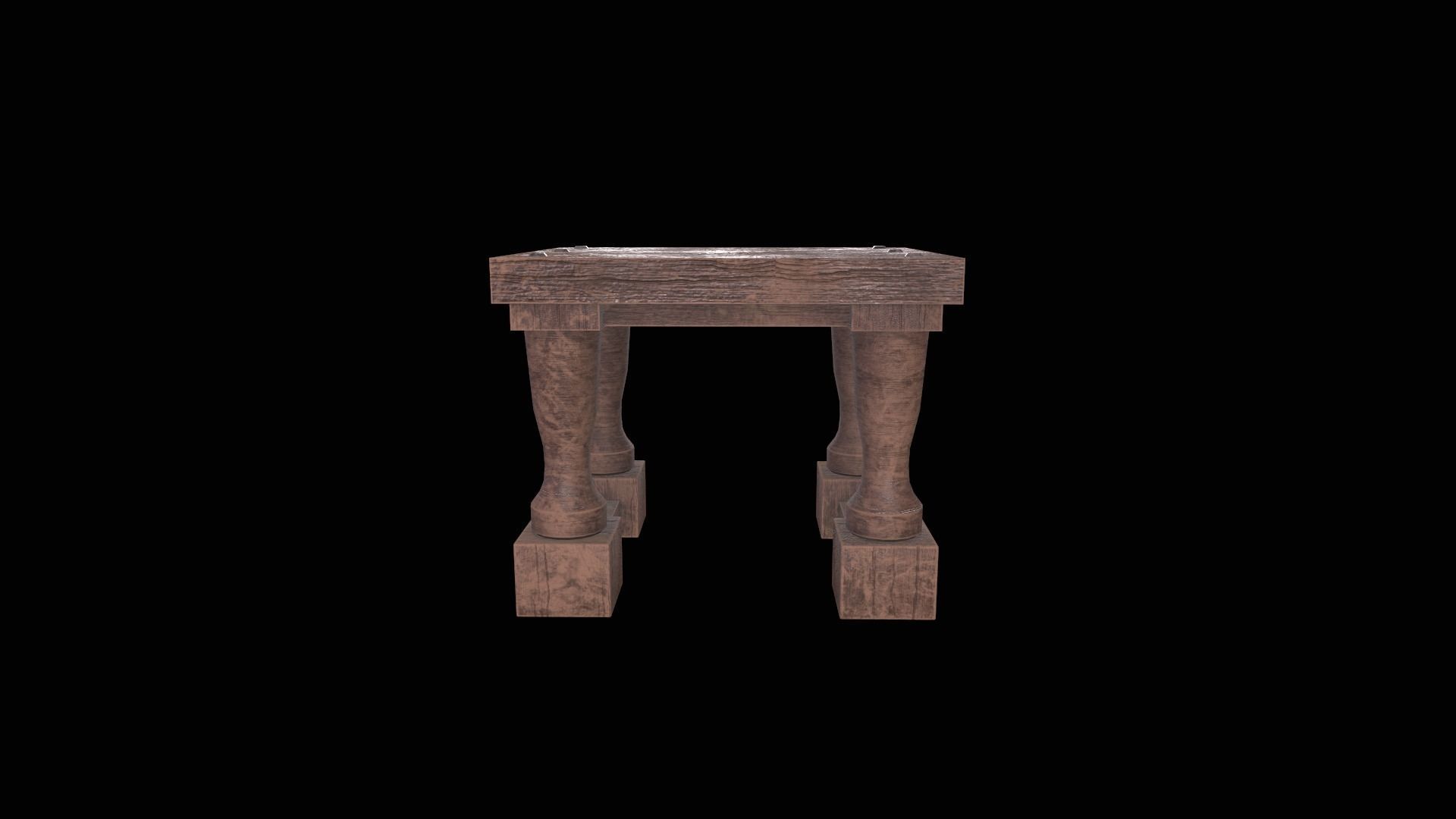  Square Stool Low-poly 3D model_5