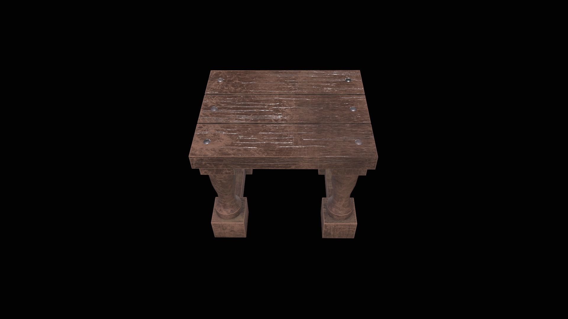  Square Stool Low-poly 3D model_8