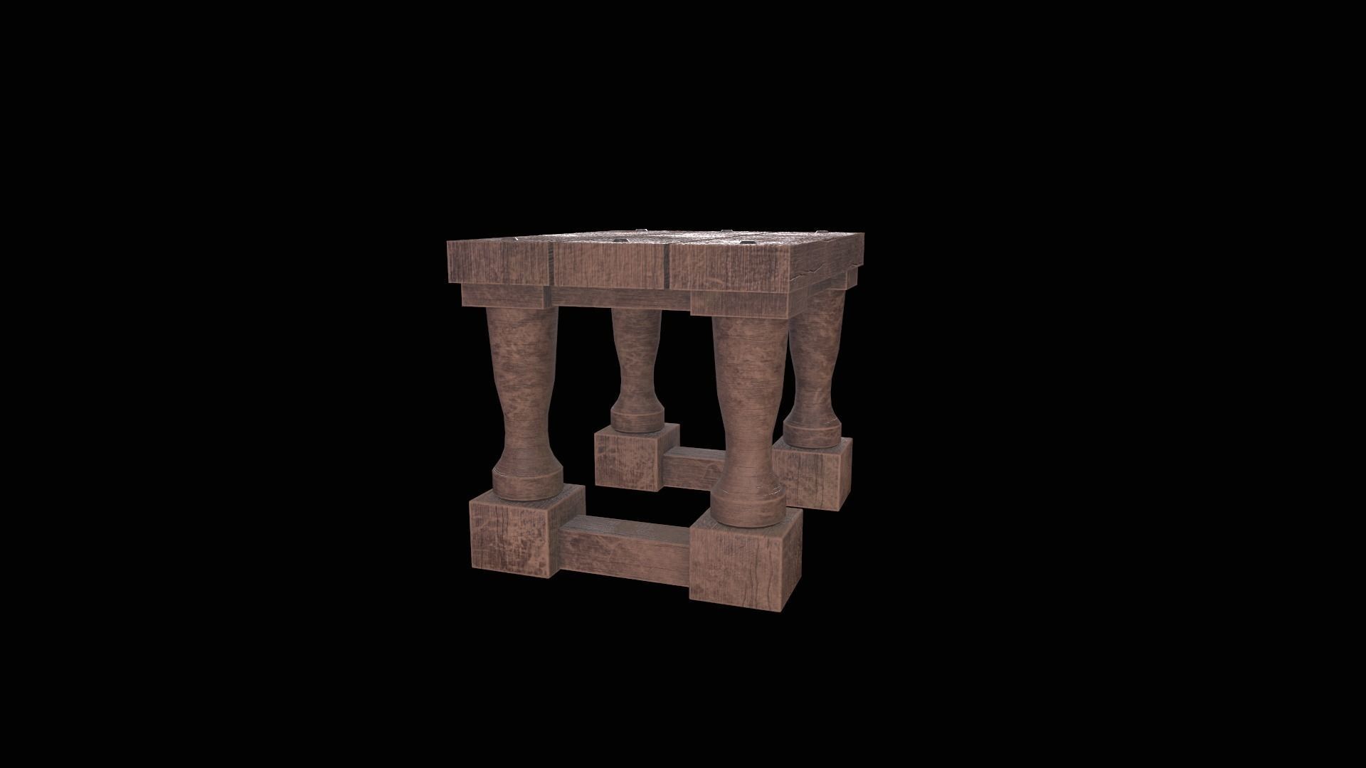  Square Stool Low-poly 3D model_3