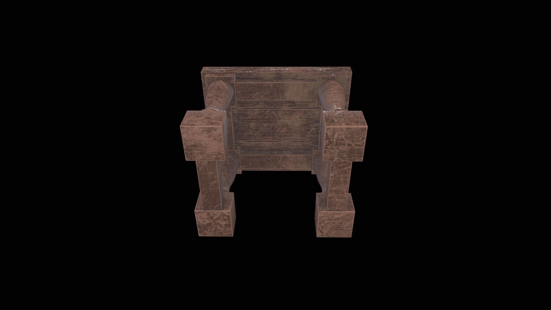  Square Stool Low-poly 3D model_7