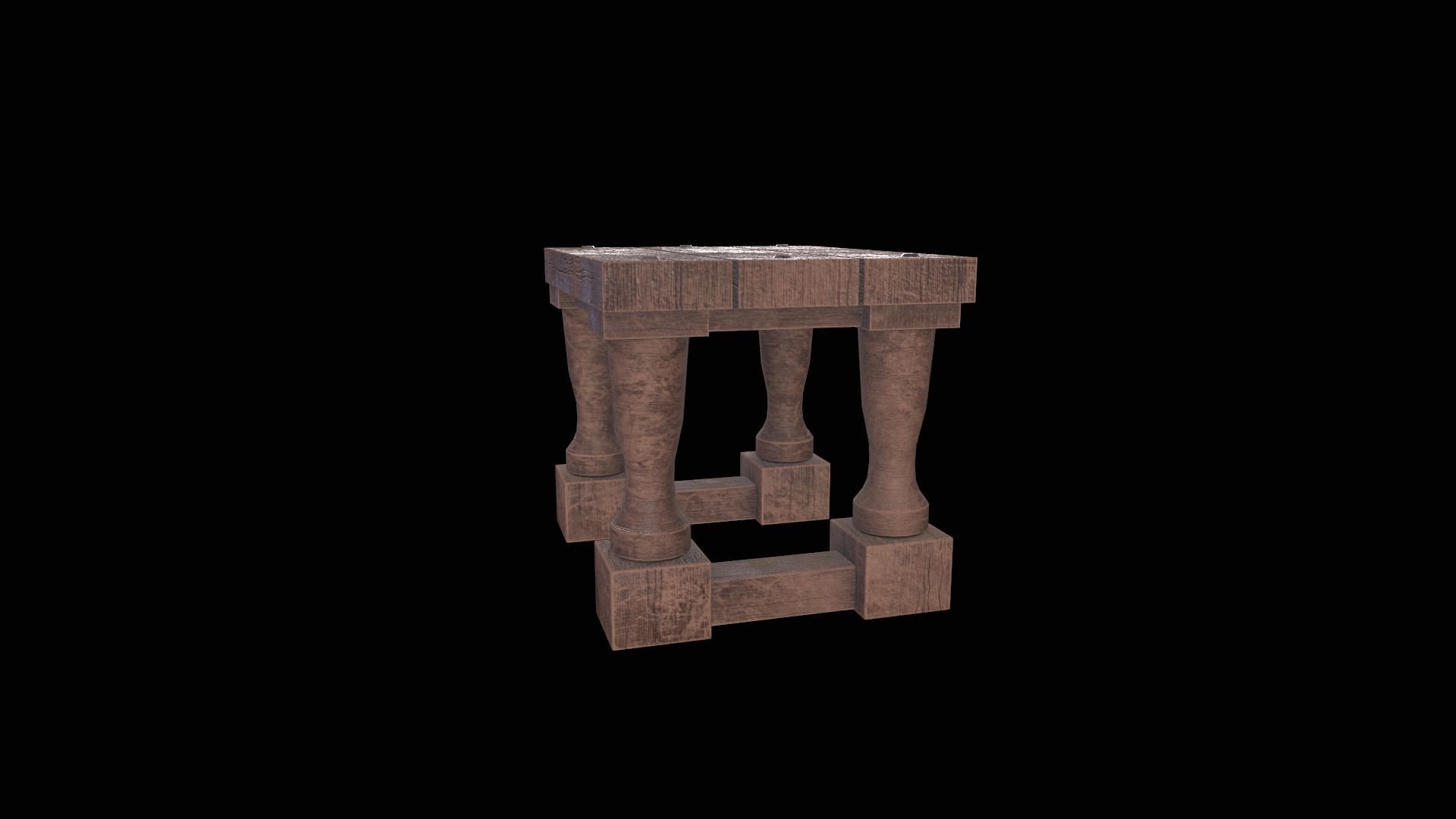  Square Stool Low-poly 3D model_4