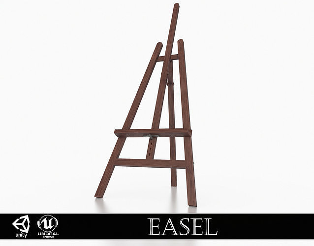Wooden Artist Easel Low-poly 3D model