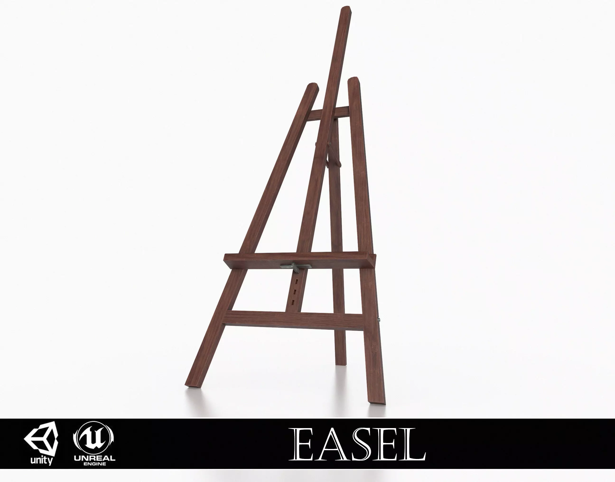 Wooden Artist Easel Low-poly 3D model