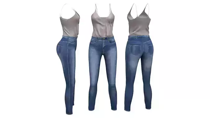 Tucked in Loose Top and Jeans