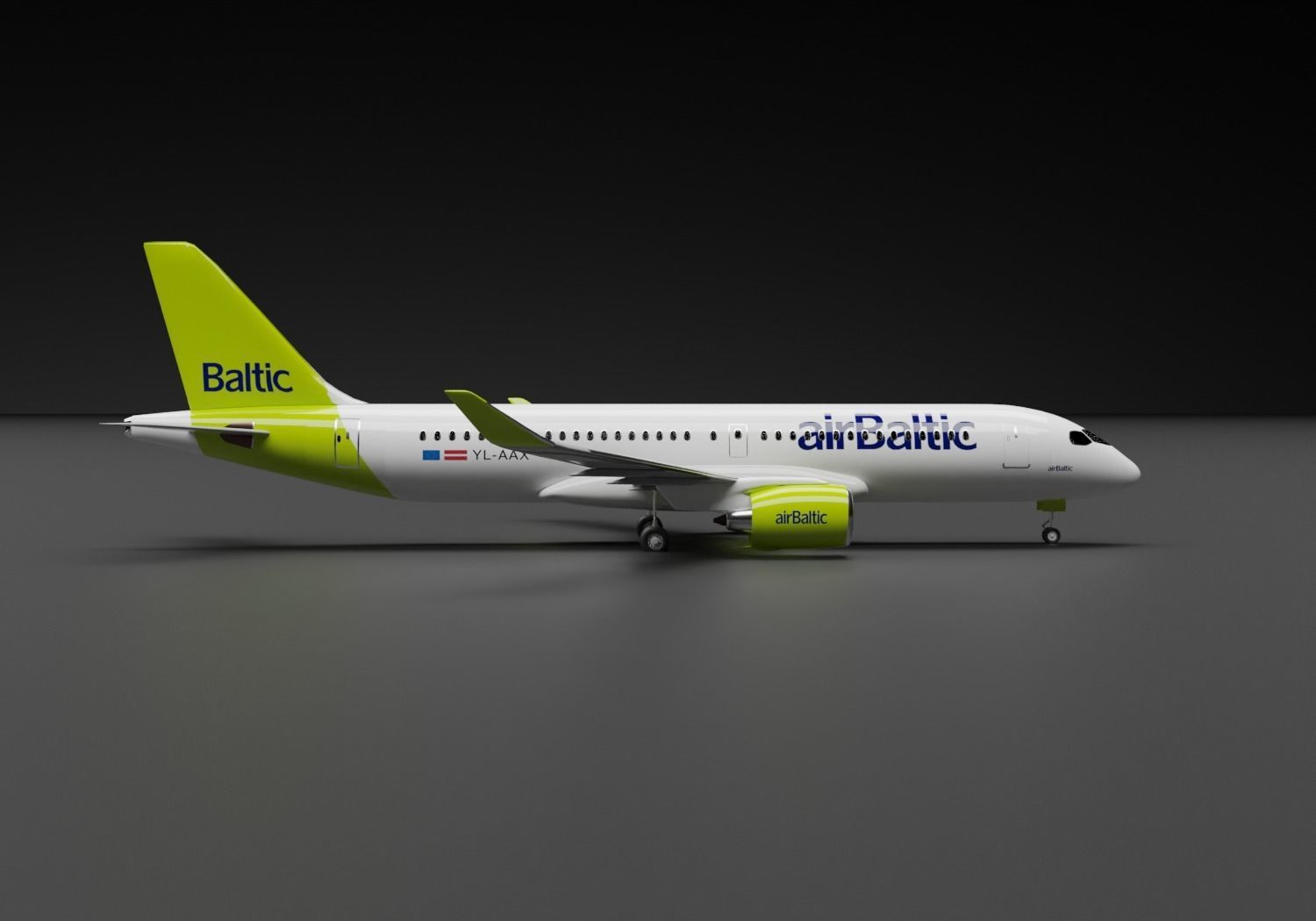Airbus A220-300 Air Baltic Livery 3D model_4