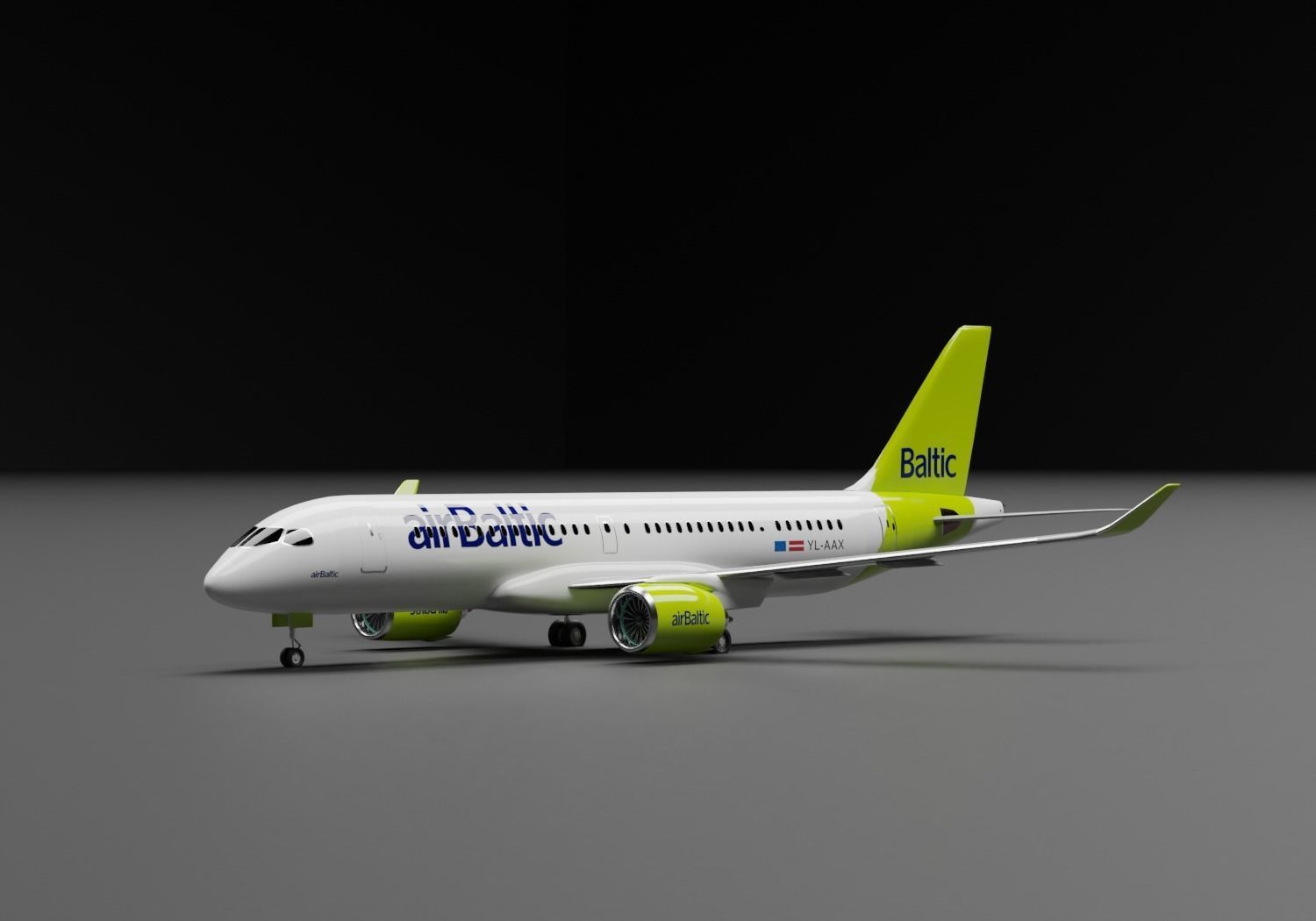 Airbus A220-300 Air Baltic Livery 3D model_2
