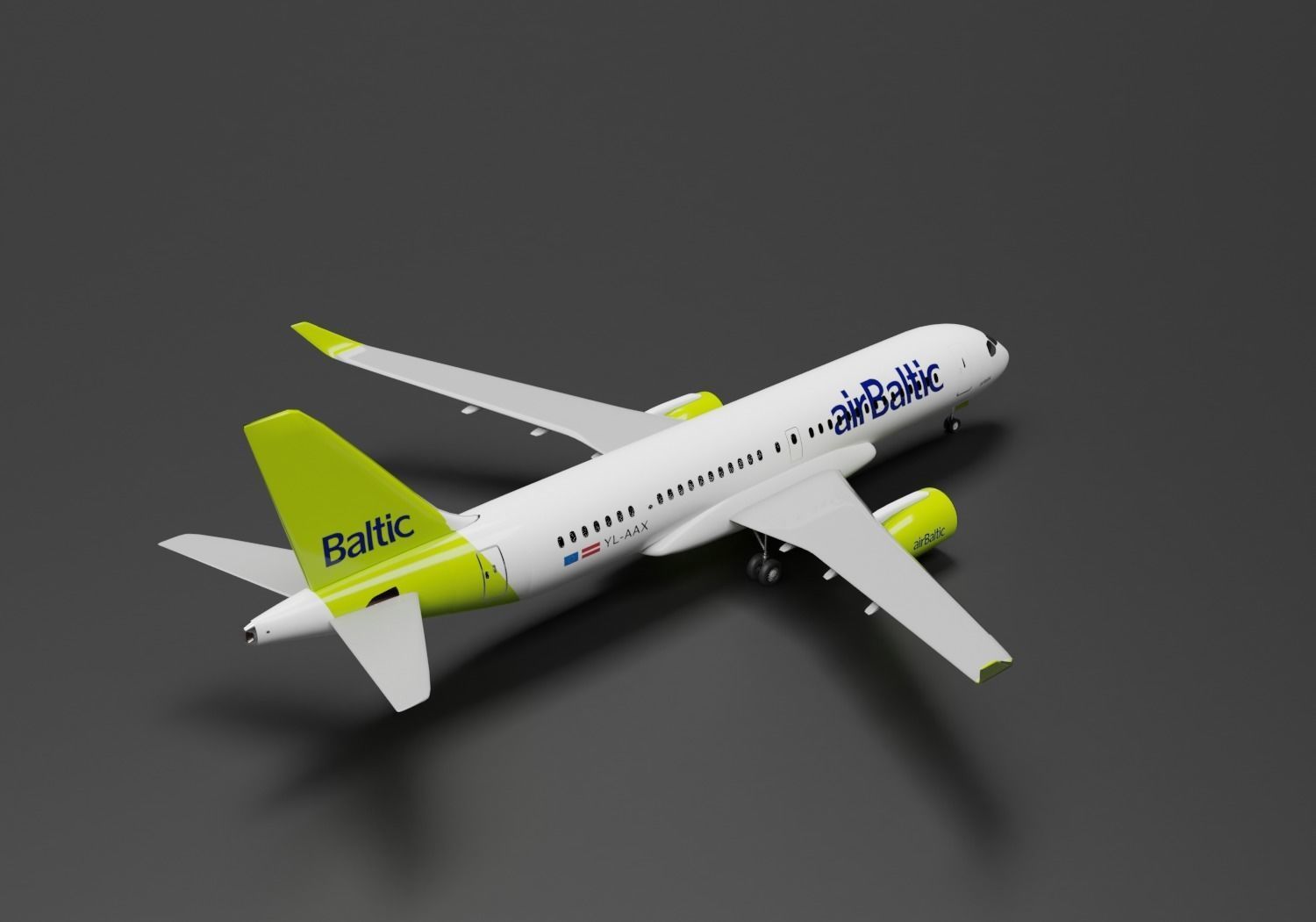 Airbus A220-300 Air Baltic Livery 3D model_1
