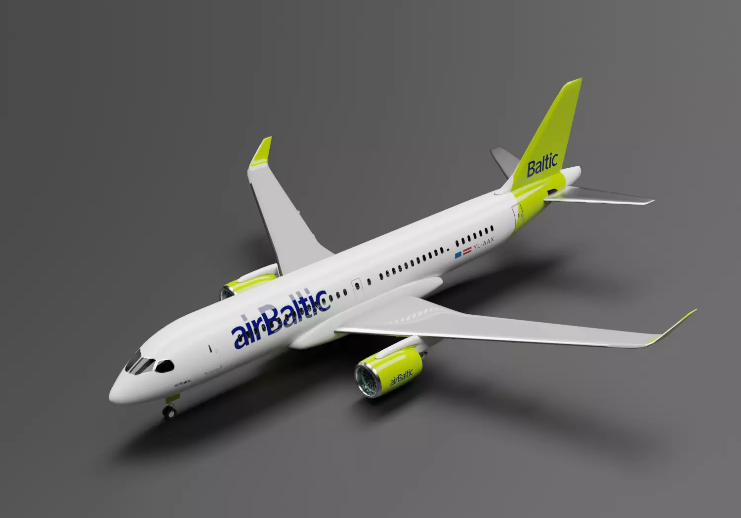 Airbus A220-300 Air Baltic Livery 3D model_0