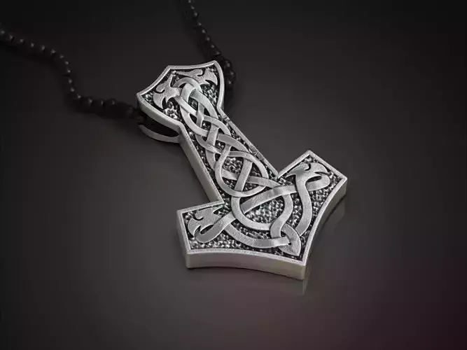 Viking Scandinavian knots axe pendant necklace 3D print model