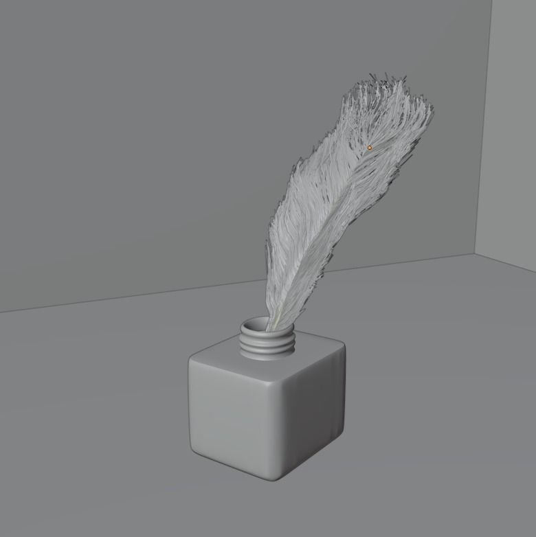 Inkwell with feather Free low-poly 3D model_1
