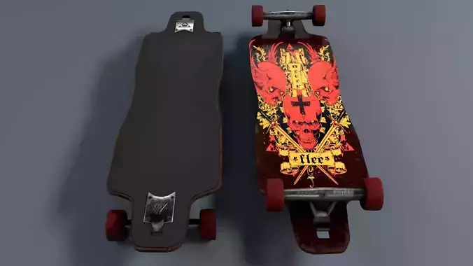 Longboard PBR Lov-poly 3Dmodel