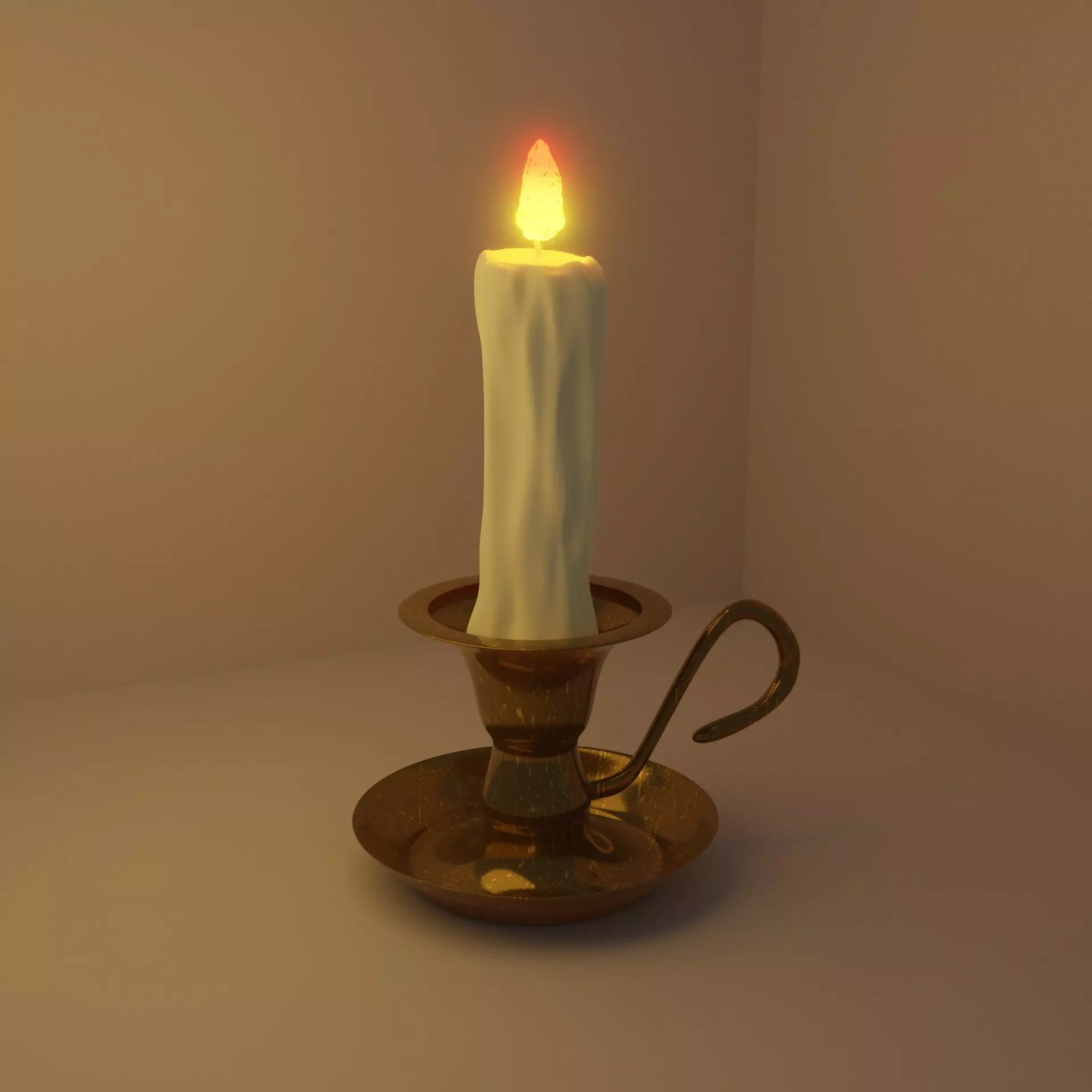 Candle with a candlestick 3D model