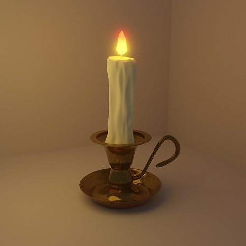 Candle with a candlestick 3D model