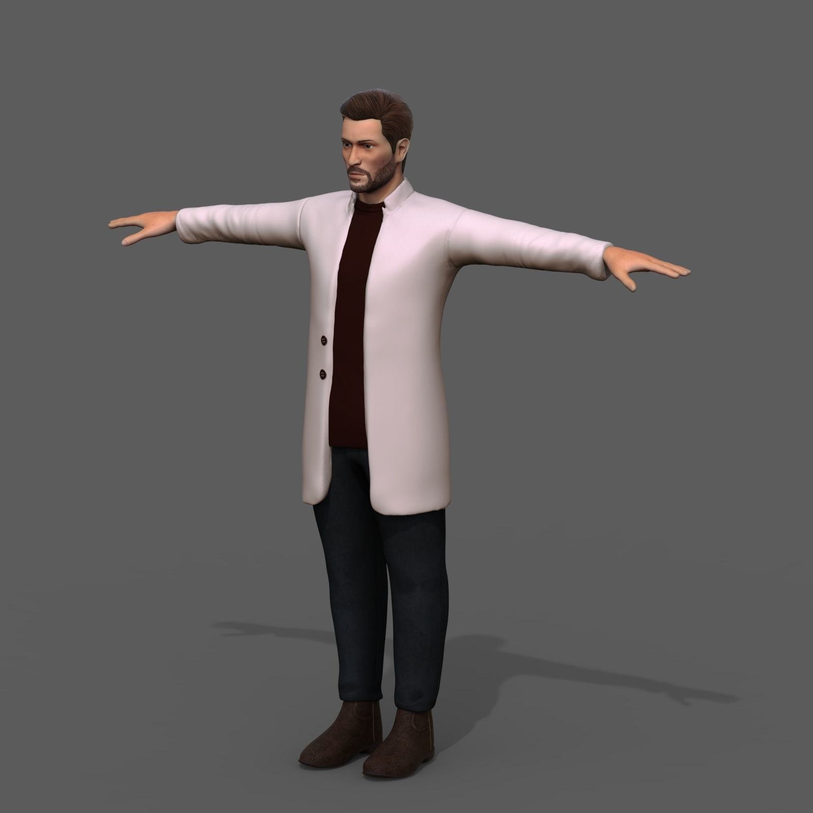 cartoon character man Low-poly 3D model_1