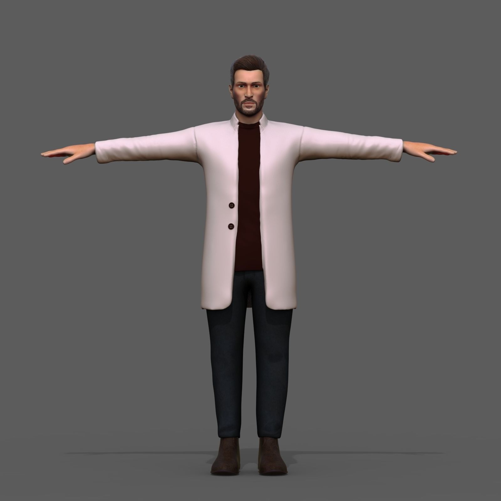 cartoon character man Low-poly 3D model_2