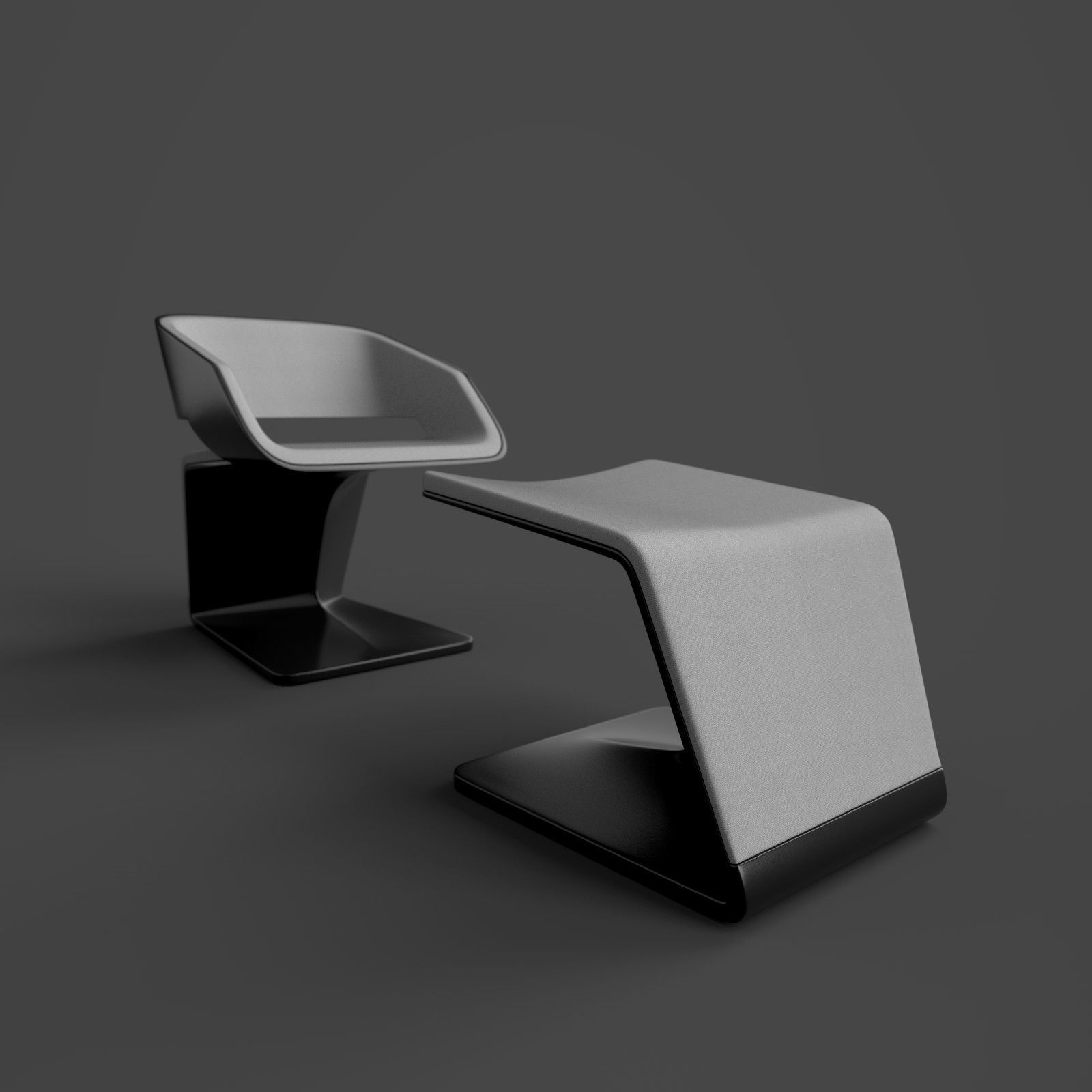 Steiner Ora-Gami Chair with Footrest by Ora Ito 3D model_2