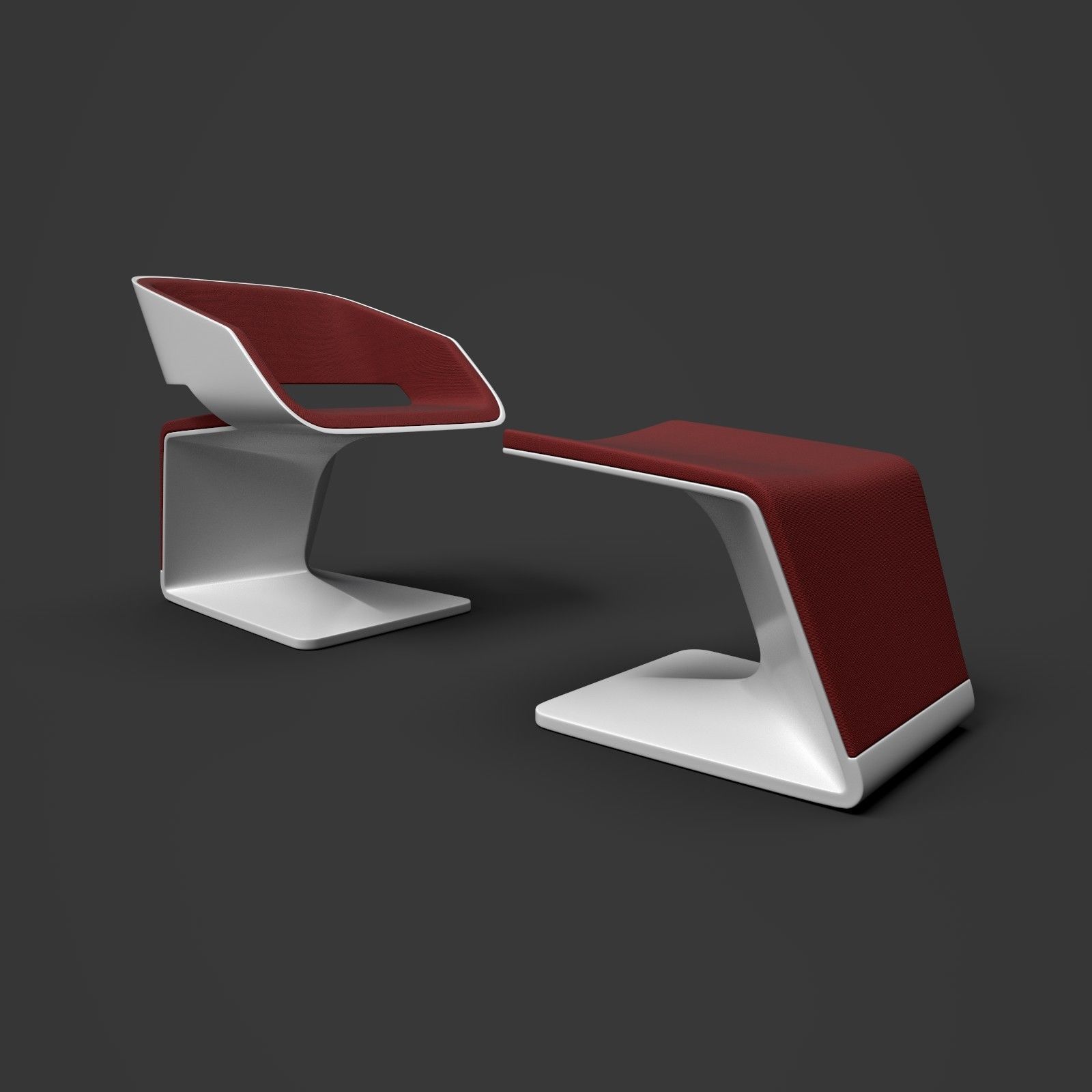 Steiner Ora-Gami Chair with Footrest by Ora Ito 3D model_6