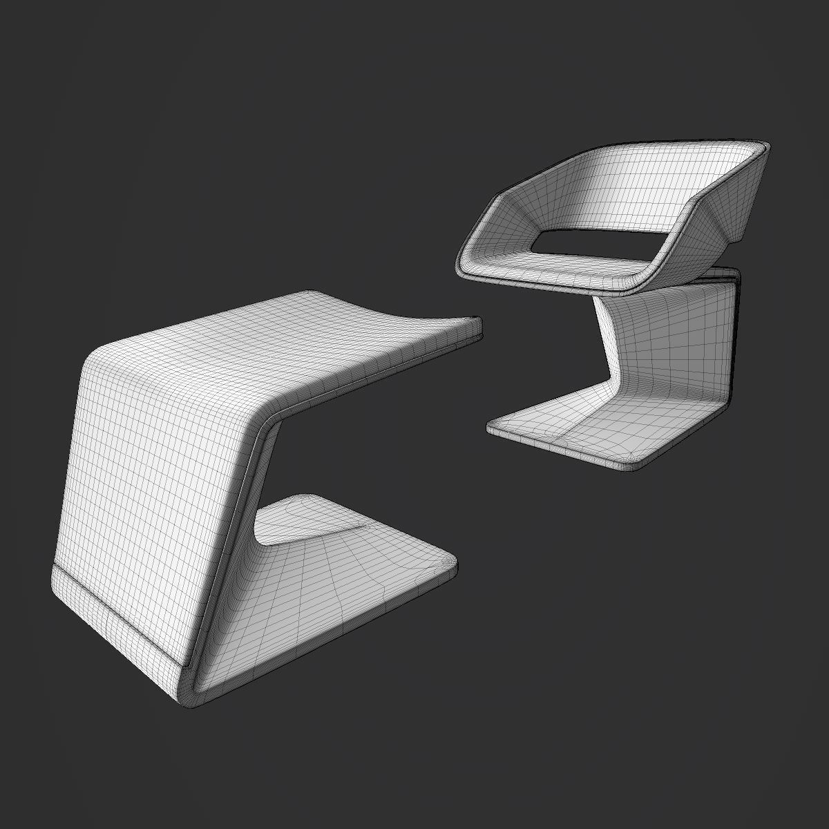 Steiner Ora-Gami Chair with Footrest by Ora Ito 3D model_9