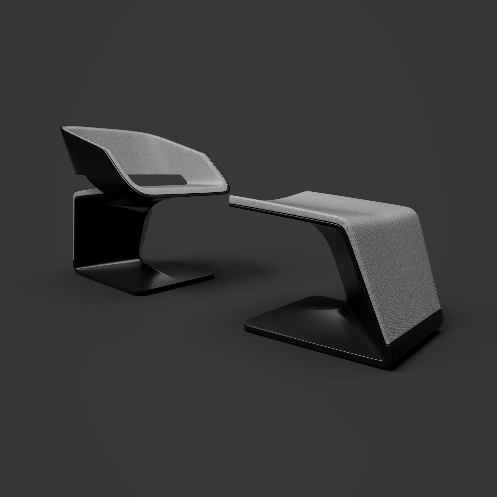 Steiner Ora-Gami Chair with Footrest by Ora Ito 3D model_5