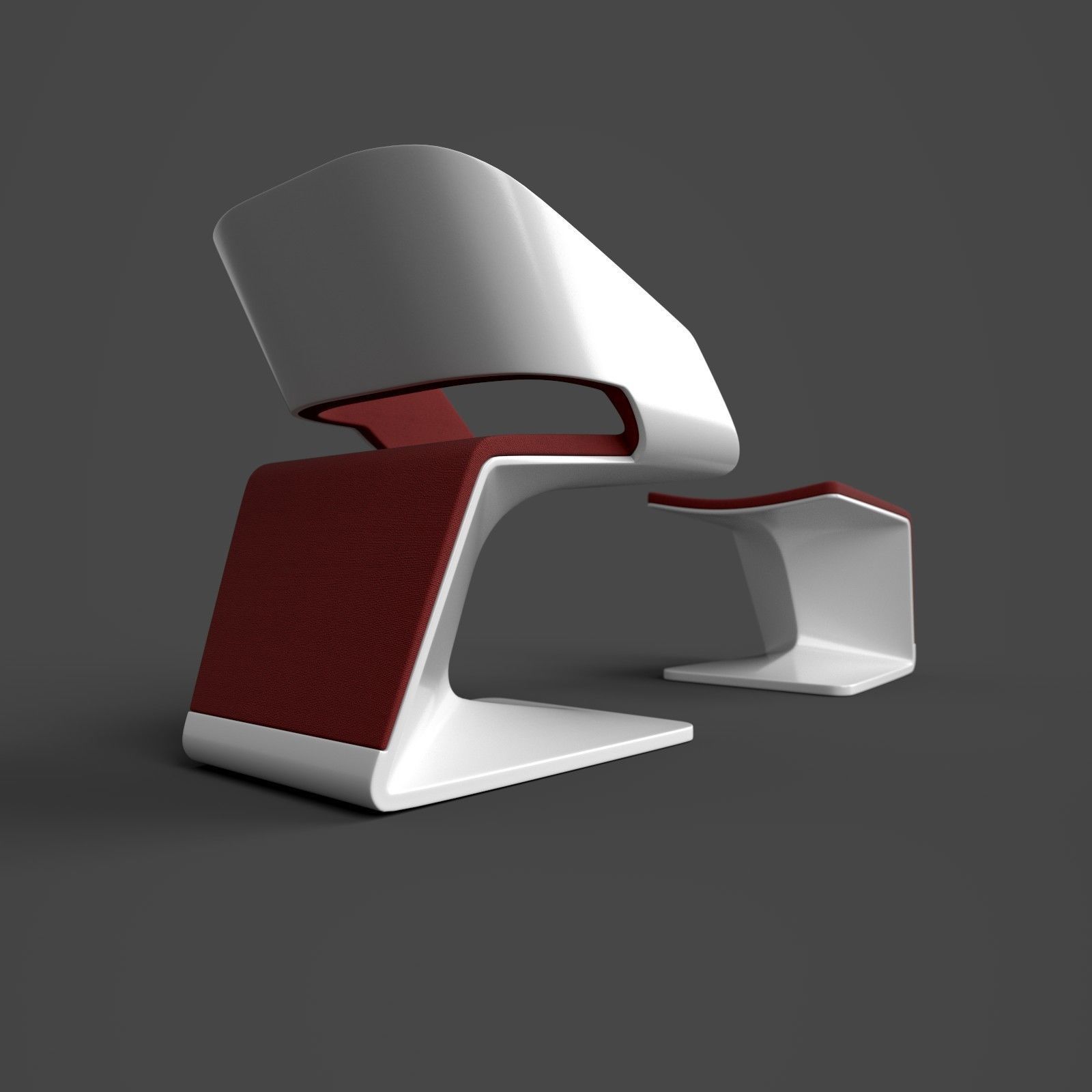Steiner Ora-Gami Chair with Footrest by Ora Ito 3D model_7