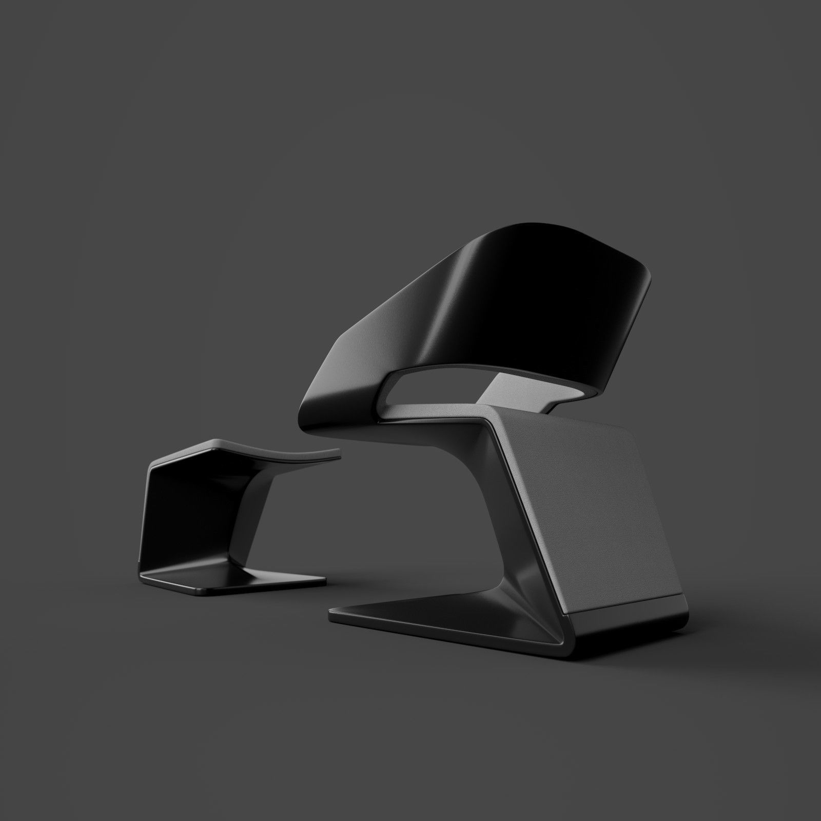 Steiner Ora-Gami Chair with Footrest by Ora Ito 3D model_3