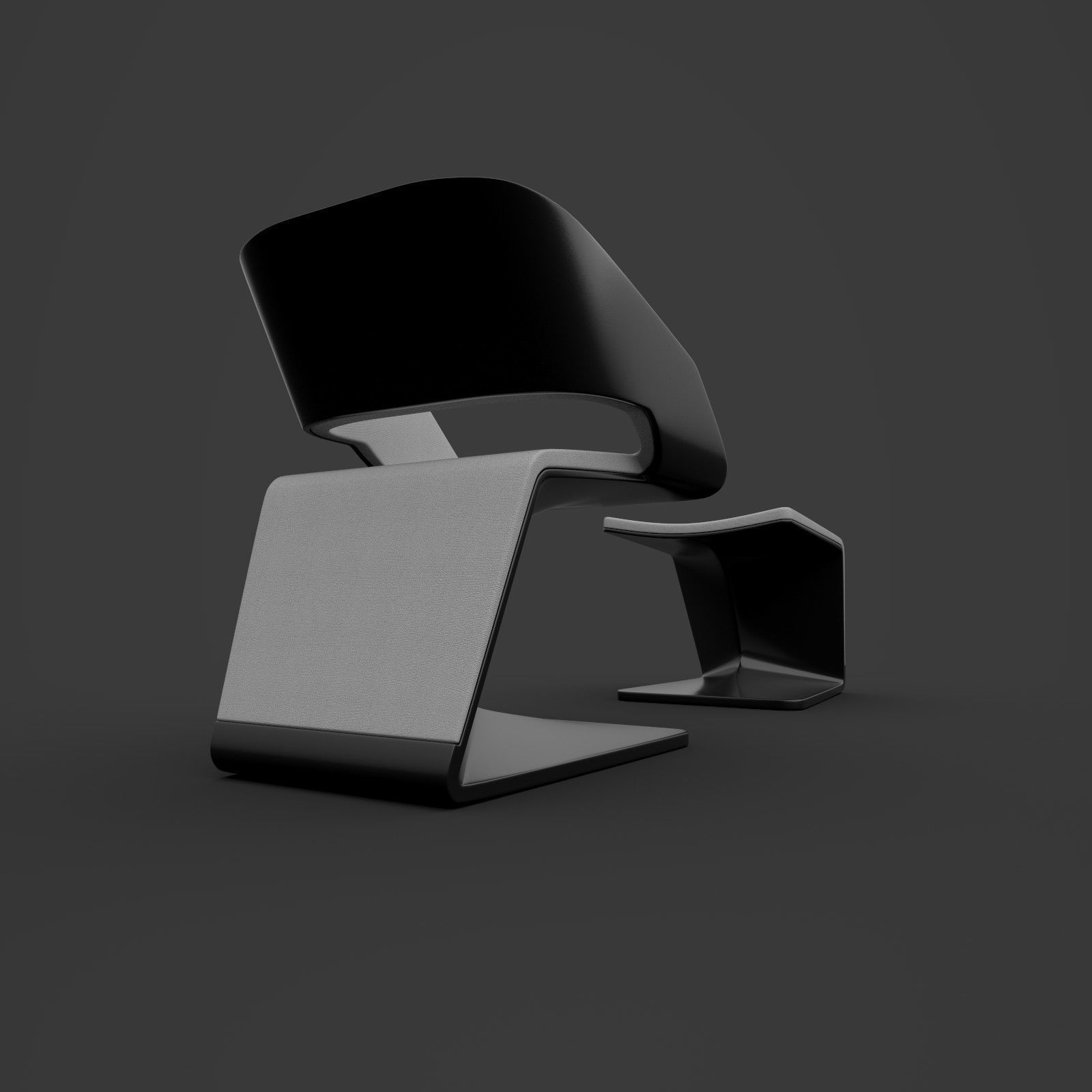 Steiner Ora-Gami Chair with Footrest by Ora Ito 3D model_1