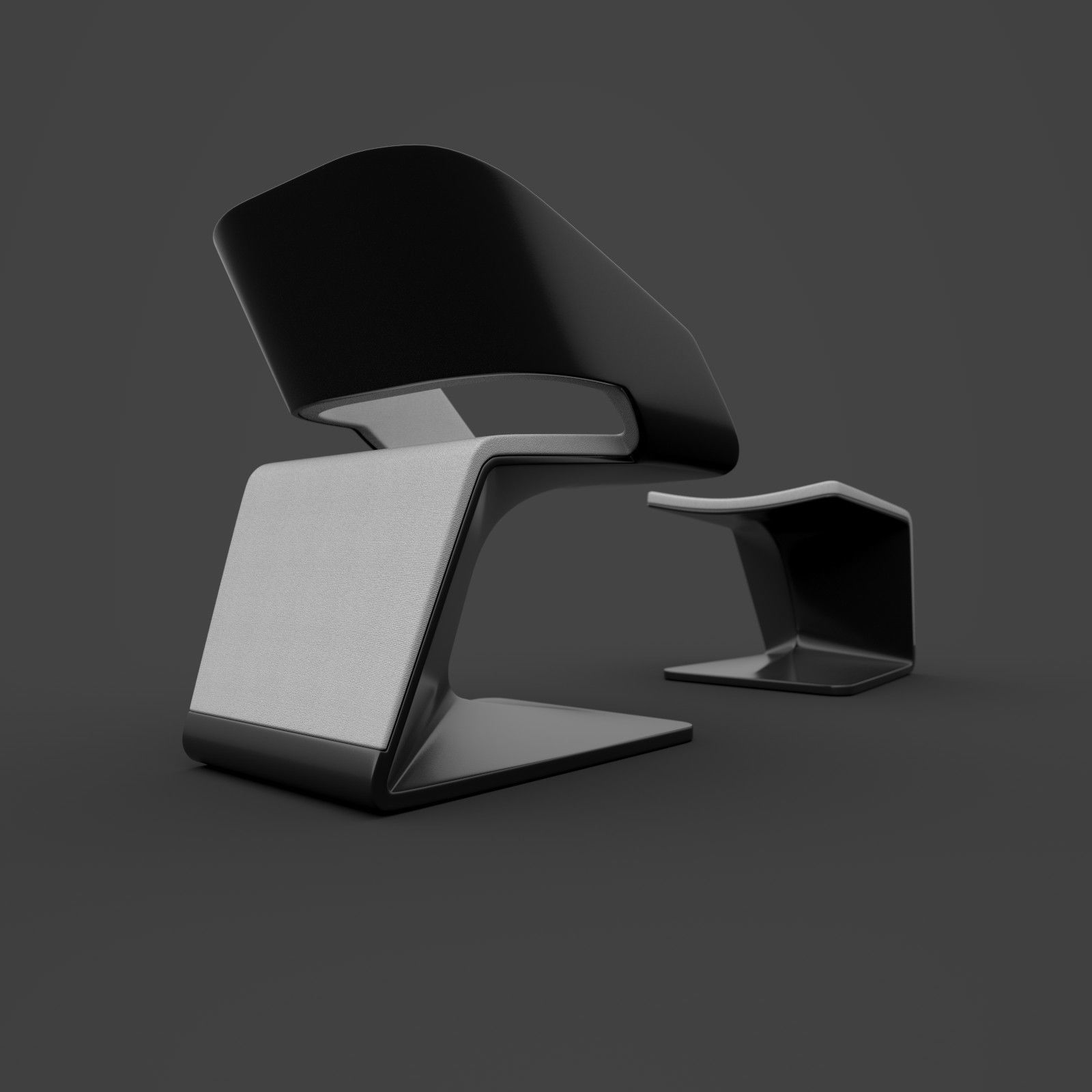 Steiner Ora-Gami Chair with Footrest by Ora Ito 3D model_4