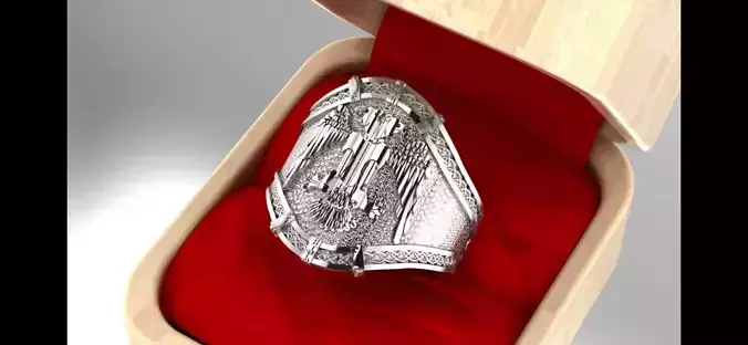 Double headed eagle men ring 3D model