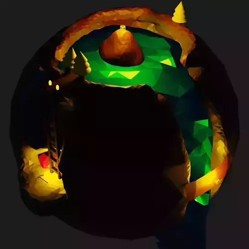 planet low poly glowing ball