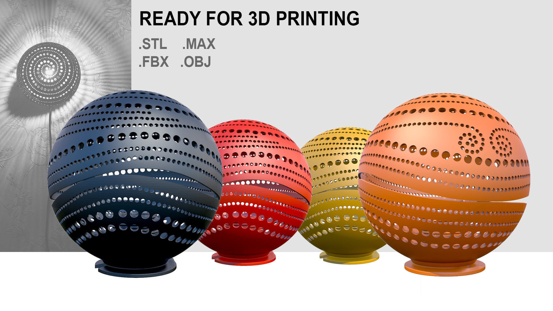 Spherical wall lamp 3D print model_0
