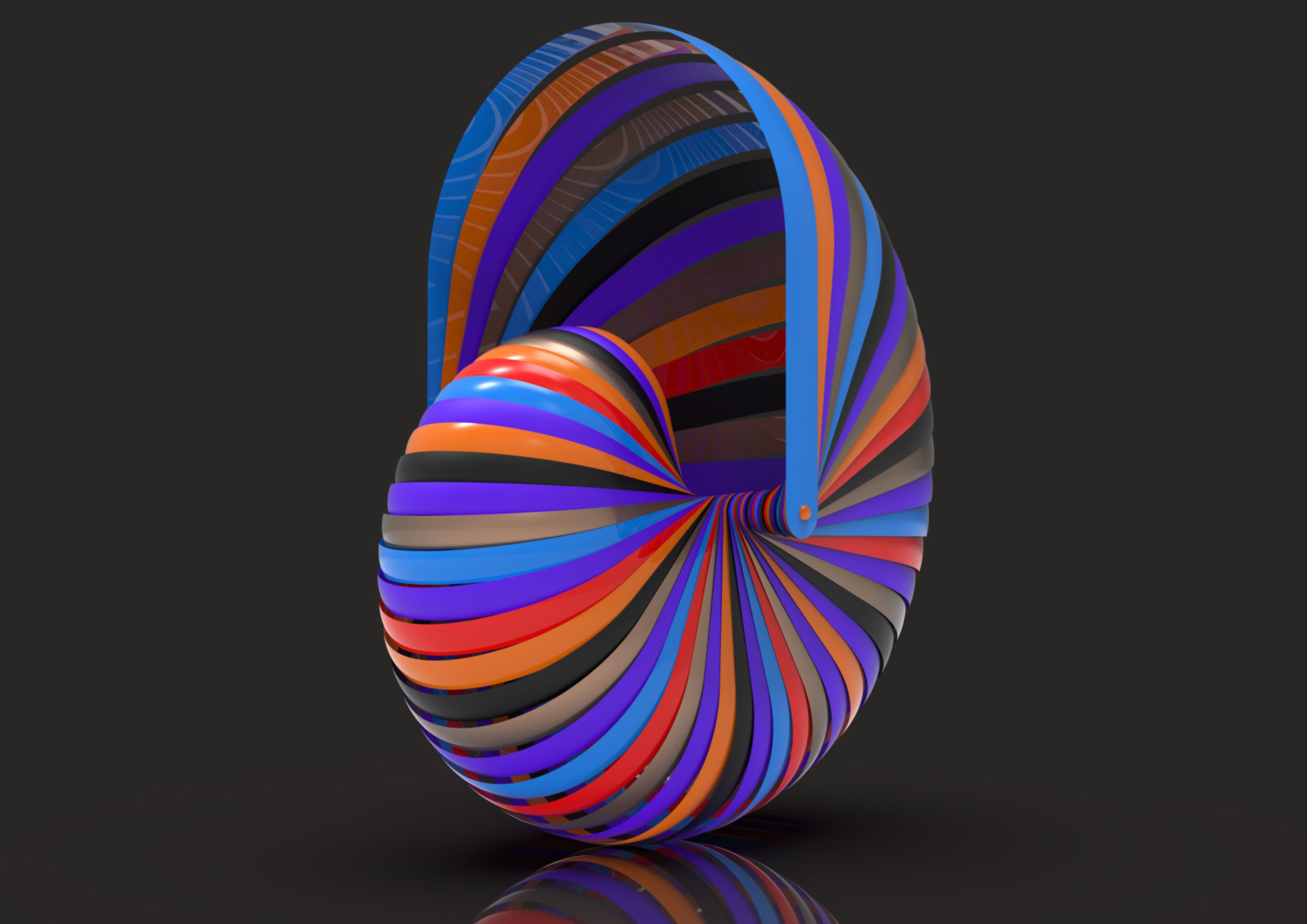 shellstream colorful spiral shell 3D print model_1